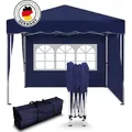 Kronenburg Faltpavillon 3x3m - Wasserfest, UV-Schutz 50+, 2 Seitenteile, blau - Blau
