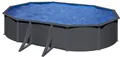 GRE Ovaler Stahlwandpool mit Anthrazitoptik KIT500GY – 500 x 300 x 120 cm, Komplettset