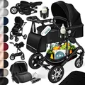 KESSER® Loops Kinderwagen 4 in 1 Kombikinderwagen Komplett-Set auch als Buggy für Kinder bis 4 Jahre inkl. Babywanne, Babyschale + Fußsack, Korb, Wickeltasche, Regen- & Insektenschutz & Flaschenhalter