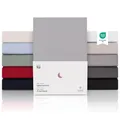 Blumtal® Premium Topper Spannbettlaken 180x200cm Jersey im 2er Set - Oeko-TEX zertifiziertes Bettlaken 180x200 Baumwolle 100% - Spannbetttuch 180x200 Topper bis 10cm Höhe - Bettlake Topper Dunkelgrau