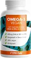 Omega-3 vegan Kapseln 90x - 2000 mg Algenöl pro Tag - hochdosiert mit 600 mg DHA + 300 mg EPA - hochwertige Omega-3 Algenöl Kapseln vegan - DHA:EPA Verhältnis 2:1 - laborgeprüft mit Analyse-Zertifikat