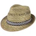 fiebig Erntehelfer Strohhut (Sonnenschutz) Damen & Herren | Sonnenhut im Trilby-Look | Hut aus Stroh für den Sommer am Strand und im Urlaub in Beige (62-XL)