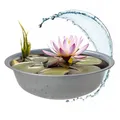 Spetebo Mini Gartenteich rund Silber verzinkt - 40 cm - Garten Deko Metall Blumenschale klein - Zinkschale Zierteich Miniteich Balkonteich Teichwanne Pflanzschale Blumenkübel Wasserwanne