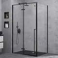 doporro Duschkabine Duschabtrennung 80x100x195cm Eckdusche schwarz ESG-Sicherheitsglas Klarglas inkl. beidseitiger Easy-Clean-Beschichtung Ravenna64