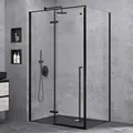 doporro Duschkabine Duschabtrennung schwarz 80x100x195cm Eckdusche ESG-Sicherheitsglas Klarglas inkl. beidseitiger Easy-Clean-Beschichtung Ravenna64
