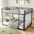 Etagenbett mit 2 Schlafgelegenheiten, Lattenrost und Leiter, 140x200 cm, Kinderbett mit Rausfallschutz, Metallbett