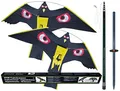 2 x Vogelscheuche Vogelschreck Raubvogel-Drache Habicht mit 1 x hochwertigem 10 Meter Glasfaser-Teleskopstab, Spannweite 1,40 m