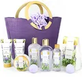 SPA LUXETIQUE Damen Bade Geschenkset - 10tlg Lavender Duft Geburtstaggeschenk für Frauen mit Handcreme, Duschgel, Schaumbad, Bodylotion, Wellness set für Sie,Damen,Mutter, Geschenke zum Valentinstag