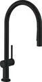 hansgrohe Talis M54 - Küchenarmatur mit Brause ausziehbar, 2 Strahlarten, Wasserhahn Küche mit Auslaufhöhe 210 mm, Mischbatterie Küche 360° schwenkbar, Mattschwarz, 72800670
