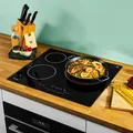 KKT KOLBE Glaskeramikkochfeld 59 cm 5,7 kW Autark | 30cm Dreifachzone | Wok / Paella Kochzone | 3 Zonen | 9 Stufen | Rahmenlos | Touch Slider | Tim... - Schwarz