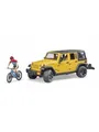 Bruder Jeep Wrangler Rubicon with mountainbike and cyclist