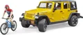 Jeep Wrangler Rubicon Unlimited (gelb/schwarz, Inkl. Mountainbike und Radfahrer)