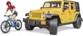 bruder 02543 - Jeep Wrangler Rubicon Unlimited mit Mountainbike & Radfahrer- 1:1