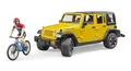 Bruder Jeep Wrangler Rubicon Unlimited mit Mountainbike und Radfahrer 02543