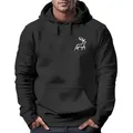 Neverless Hoodie Hoodie Herren Print Aufdruck Hirsch Wald-Tiere Kapuzen-Pullover schwarz XL