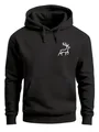 Neverless® Hoodie Herren Print Aufdruck Hirsch Wald-Tiere Kapuzen-Pullover Männer Outdoor Fashion Streetstyle Schwarz XL