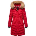 REPUBLIX Winterjacke LUCILLE Damen Gefütterte Dicke Glanz Winter Jacke Mantel Parka mit Kapuze rot L