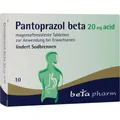 PANTOPRAZOL beta 20 mg acid magensaftres.Tabletten 10 St. PZN 15785283