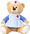 Teddybär 33 cm Hellbraun Krankenschwester Kittel