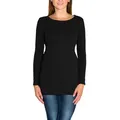 Alkato Langarmshirt Alkato Damen Langarm Longshirt Langarmshirt Tunika Basic Shirt schwarz XL