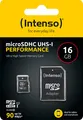 Intenso microSDHC Card 16GB, Performance, Class 10, U1 (R) 90MB/s, (W) 10MB/s, S