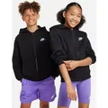 NIKE K NSW CLUB FLC HD FZ LS LBR BLACK/WHITE, BLACK/WHITE, S