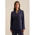 Hemdjacke SEIDENSTICKER "Schwarze Rose", Damen, Gr. 40, blau (dunkelblau), 54% Polyester 44% Wolle 2% Elastan, unifarben, Jacken