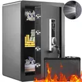 VEVOR Safe Tresor 2,2 Kubikfuß, Möbeltresor mit Feuerfester Geldtasche, Passwort & Schlüssel & Fingerabdruck Herausnehmbares Regal, Innenschrank, Wandtresor für Bargeld, Schmuck, Dokumente, Wertsache