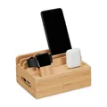 Ladestation Bambus Handystation Uhrenladehalter elegant kompakt natur rutschfest