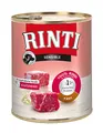 RINTI - Sensible | Nassfutter für sensible, ausgewachsene Hunde mit natürlichen Fleischstücken. Getreidefreies Alleinfutter in der Dose ohne künstliche Zusätze | 12x800g Rind + Reis