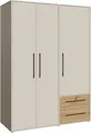 FORTE Kleiderschrank Mokkaris, Garderobe, zeitloses Design, 3 Türen, Made in Europe (B/H/T ca. 144x200x59cm) Zwei Schubladen, schwarze Stangengriffe, Stauraum, auch in Schwarz