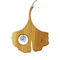 Fensterdeko aus Holz hängend 15,5cm, Ginkgo mit Kristall, Ginkobaum, Fensterschmuck