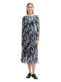 TOM TAILOR Damen Midi Mesh-Kleid mit transparenten Ärmeln, 35892 - Organic Shapes Design, 44