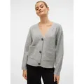 Vero Moda Strickjacke VMBOOM LS V-NECK BUTTON CARDIGAN GA NOOS Materialmix, loose fit grau XS (34)