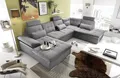 JAKARTA Wohnlandschaft in U-Form in Lederoptik, Dunkelgrau / Anthrazit - Ausziehbares Sofa mit Schlaffunktion & Bettkasten - 324 x 107 x 170 (218) cm (B/H/T)