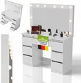 Juskys Schminktisch Lilia mit LED, 7 Schubladen & großem Spiegel – Weiß