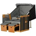 Outsunny Strandkorb Holz PE-Rattan Schaumstoff Hellgrau B118 x T79 x H160 cm