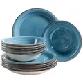 Mäser 931602 Tafelservice Lumaca für 6 Personen, Steingut, dunkelblau (1 Set, 12-teilig)
