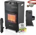 Juskys Keramik Gasheizung GS42US - Schwarz - 4200 Watt mit 3 Heizstufen, Druckregler & Schlauch - Mobil, effizient & energiesparend - Gasheizer Gasheizofen Gasheizgerät Heizstrahler