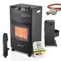 Juskys® Keramik Gasheizung GS42US in Schwarz - 4200 W mit Druckregler & Schlauch - Mobil, effizient & energiesparend - Gasheizer Gasheizofen Gasheizgerät