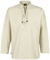 Leonardo Carbone® Handgewebtes Hemd Ingolf - Mittelalter Kleidung, Mittelalter Hemd Herren, LARP-Kleidung, Festival Outfit, Karneval Kostüm Herren, Freizeithemden Langarm - 100% Baumwolle Natur 3XL