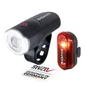 SIGMA Aura 30 & Curve | batteriebetriebenes Fahrradlichter Set | Werkzeuglose Montage | Spritzwassergeschützt | StVZO Zugelassen | Fahrradlicht Vorne +Hinten