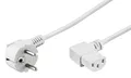 1,5m Netzkabel Stecker 90° CEE 7/7 > Buchse 90° C13 Kaltgeräteanschluss weiß