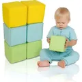 alldoro Softbausteine-Set, 6 weiche Schaumstoffwürfel für Babys und Kinder ab 0 Jahren, mit abwaschbarem Kunstleder, 14 x 14 cm, sicher & leicht