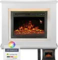 Juskys Elektrokamin 1000 / 2000 W - Standkamin mit Heizung, LED & Timer - Weiß