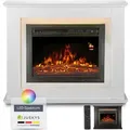Juskys Elektrokamin 1000 / 2000 W Mit Heizung, Kaminfeuer, Flammeneffekt, Fernbedienung, Led Beleuchtung - Elektrischer Kamin Standkamin Weiß