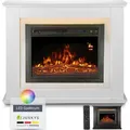 Juskys Elektrokamin 1000 / 2000 W Mit Heizung, Kaminfeuer, Flammeneffekt, Fernbedienung, Led Beleuchtung - Elektrischer Kamin Standkamin Weiß