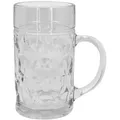 Maßkrug 1 Liter aus robustem Glas Klassischer Bierkrug mit stabilem Henkel Bierglas - Transparent