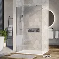 Duschabtrennung Walk-In Nano Echtglas EX101 - Klarglas - 10 mm - Wandprofil Chrom - Breite wählbar, Breite Walk-In:1200mm