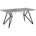 BELIANI Esstisch Grau Schwarz 90 x 160 cm MDF Tischplatte Metallfüßen Furnier Rechteckig Betonoptik Modern Scandinavien Stil - Grau/Schwarz